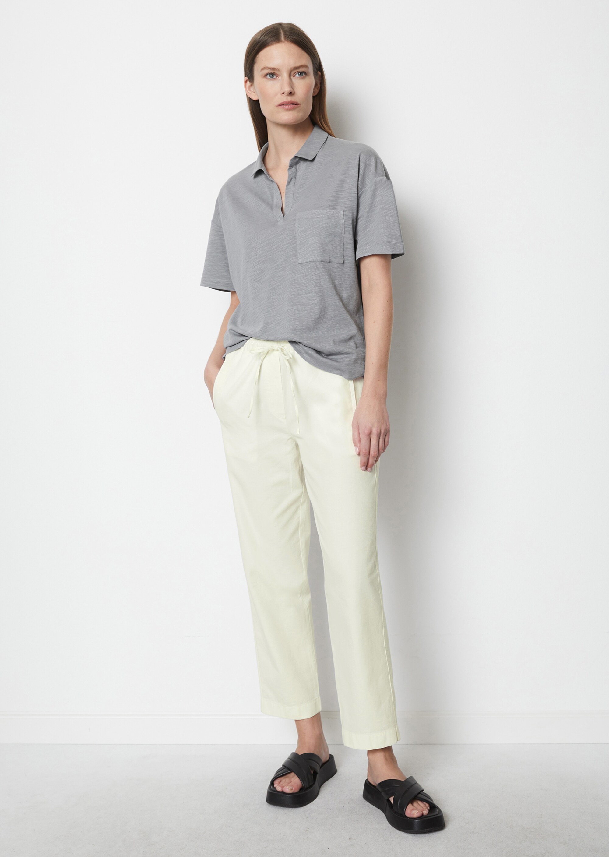 Polo-T-Shirt regularaus Organic Cotton-Viskose-Mix