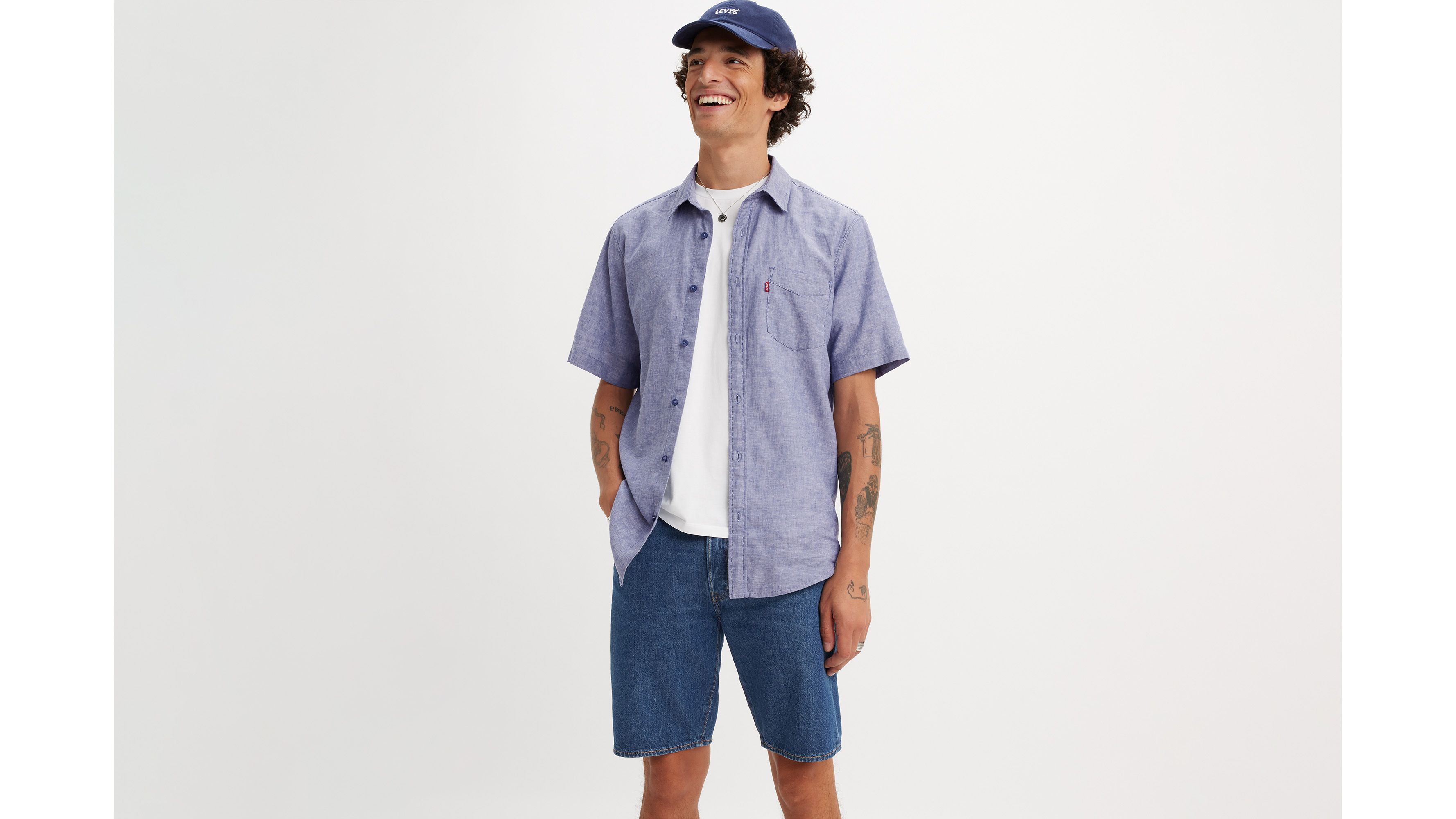 Levi's® short 501® Original Lightweight - Chips & Dip Lightweight Short - Bleu