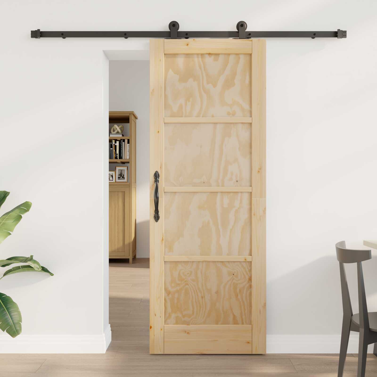vidaXL Schuifdeurenset naturel en zwart 73,5 x 198,5 cm