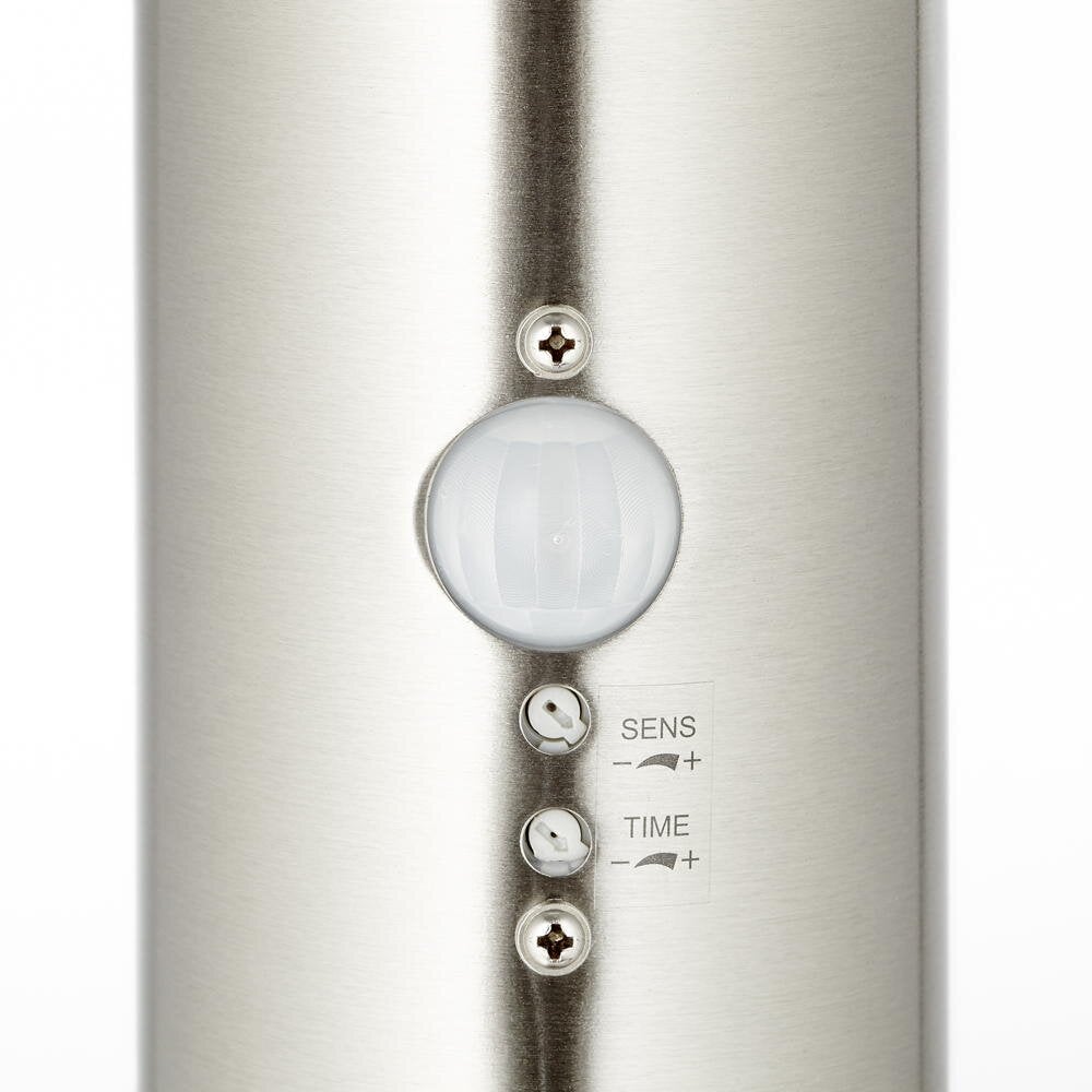 Bole padverlichting in zilver E27 IP44 met bewegingsmelder