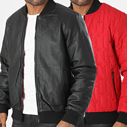 Veste Bomber Réversible Rouge Noir