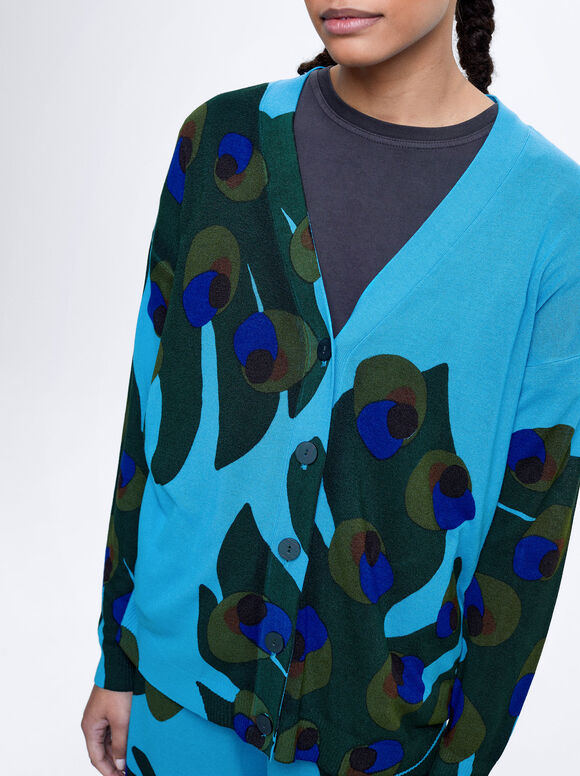 Cardigã de malha jacquard - Multicor