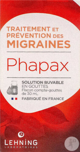 Lehning Phapax Solution Buvable Traitement Et Prévention Des Migraines Flacon Compte-Gouttes 30ml