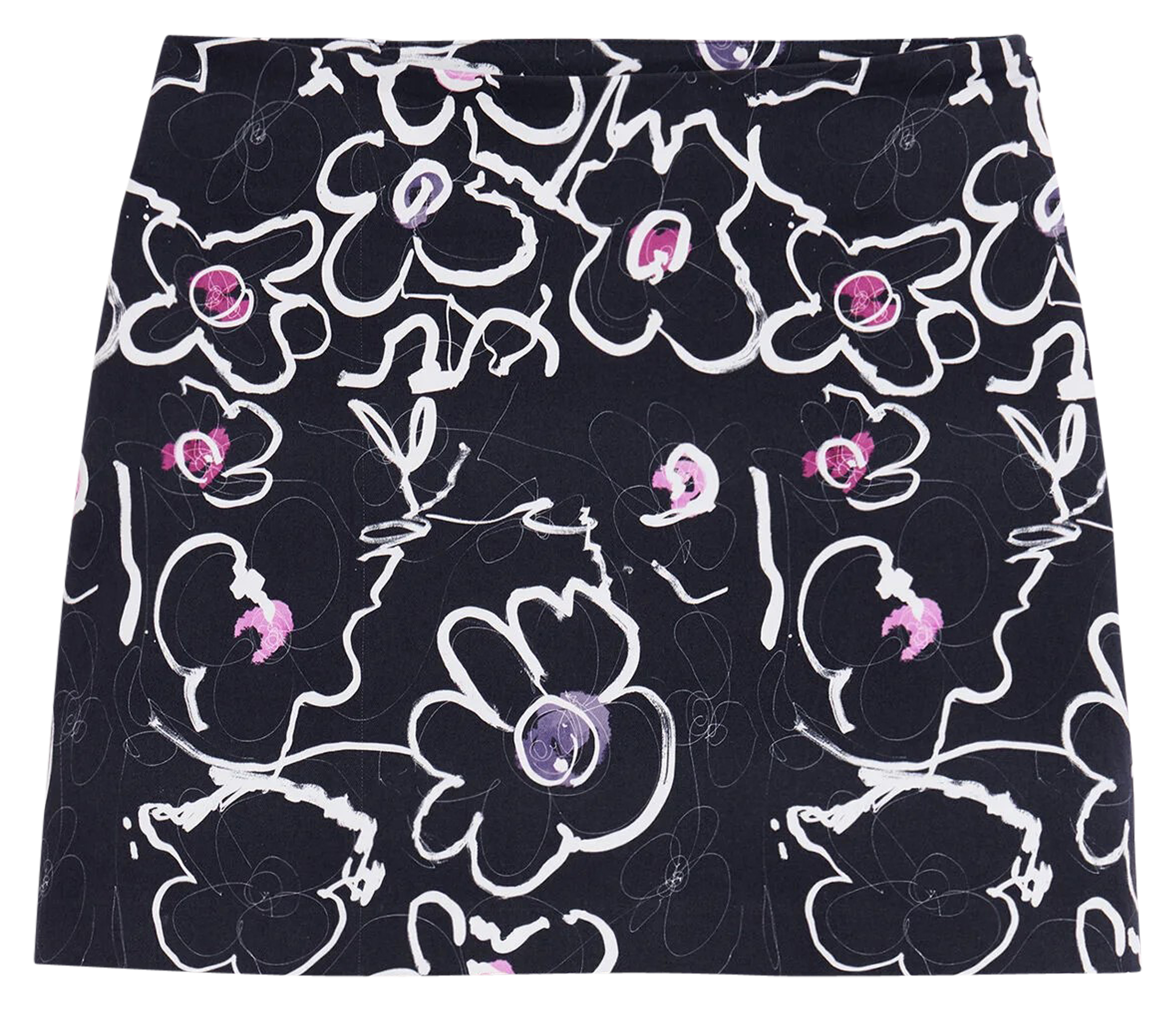 Minijupe avec motif de fleurs en coton mélangé | Bleu