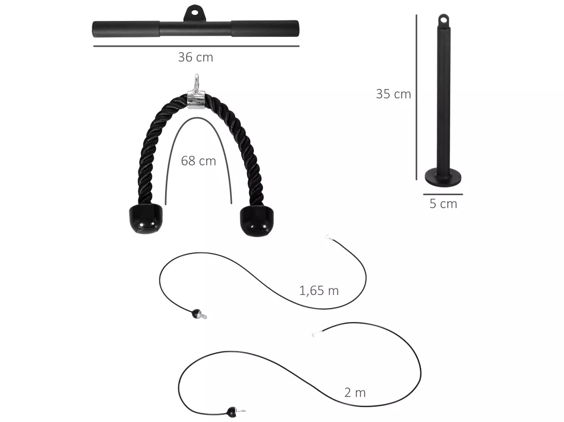 Station de musculation - station de traction poulie haute à fixer au plafond - barre traction et autres accessoires inclus