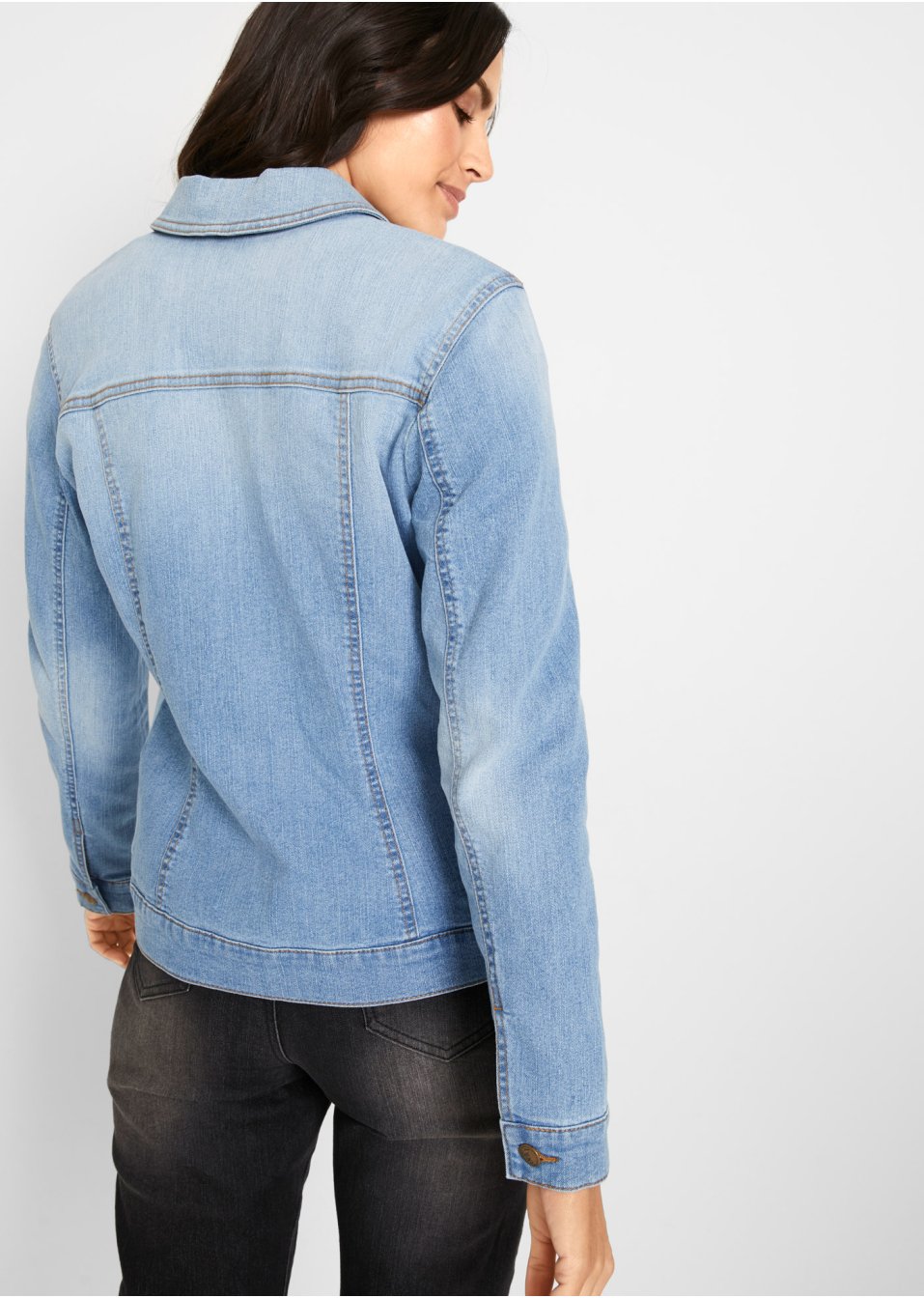Veste en jean à empiècement latéral côtelé