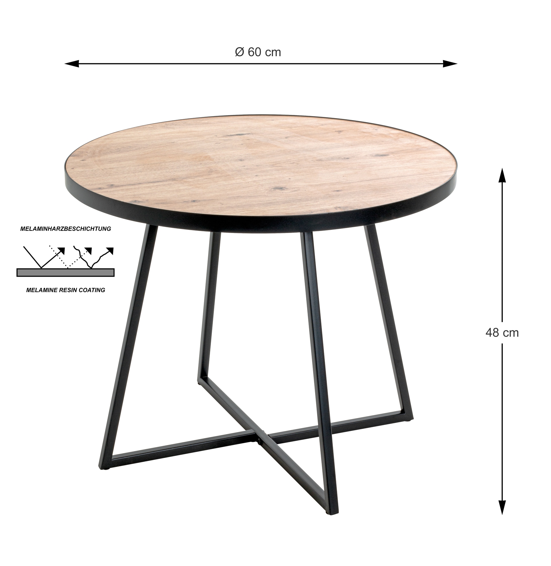 Beistelltisch 60 x 60 cm braun/schwarz