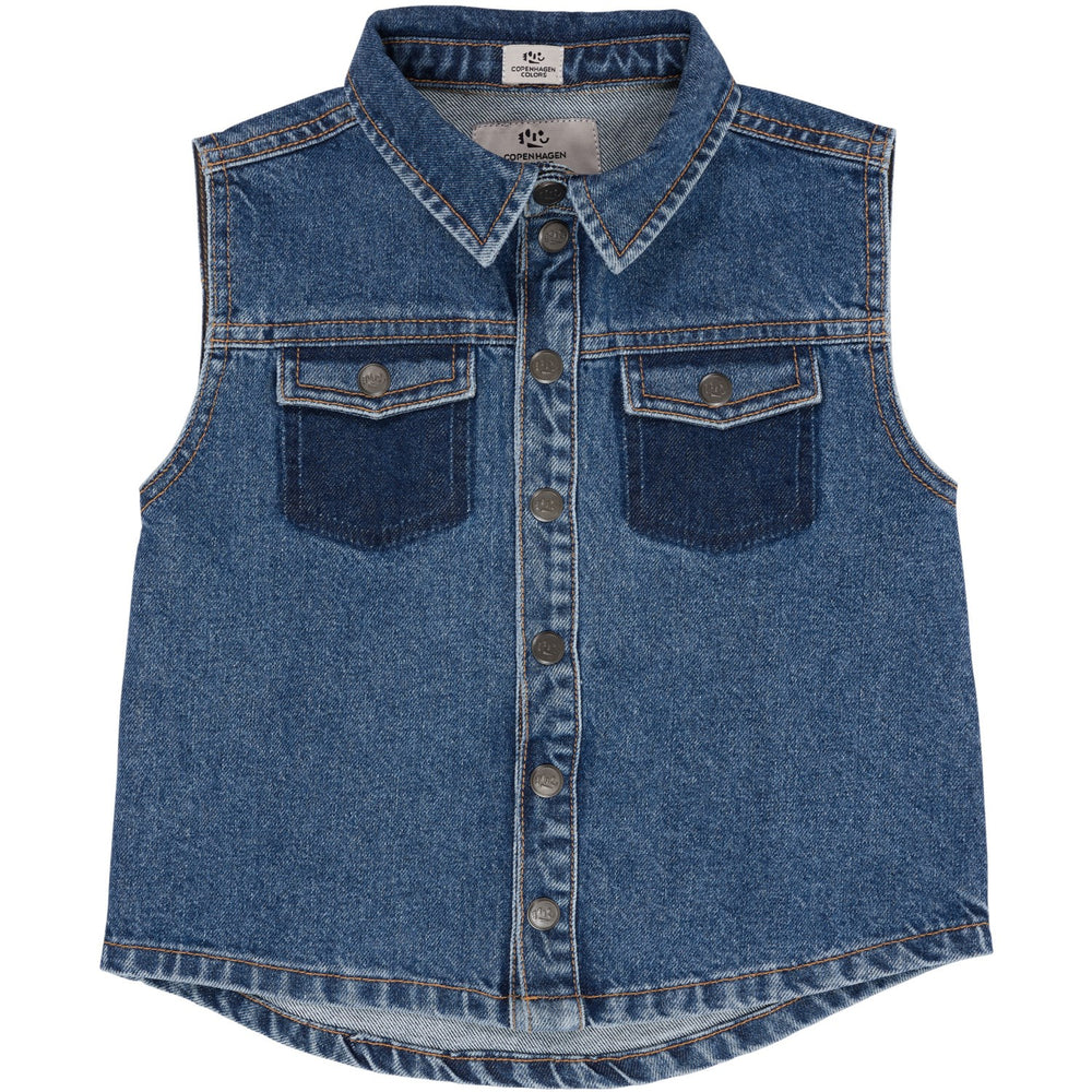 Køb COPENHAGEN COLORS Indigo Blue Washed Organic Boyish Denim Vest