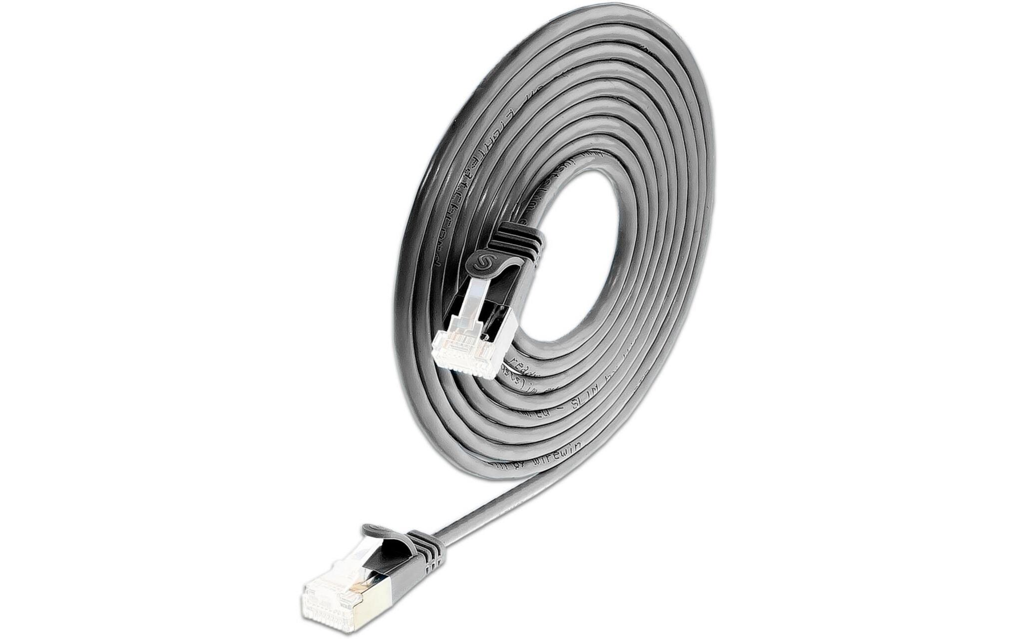 Slimpatchkabel RJ-45, Cat 6A, U/FTP, 0.15 m, Schwarz,50-Pack<br>SLIM Multipack, 50x 15cm KAT6A Patchkabel, Schwarz