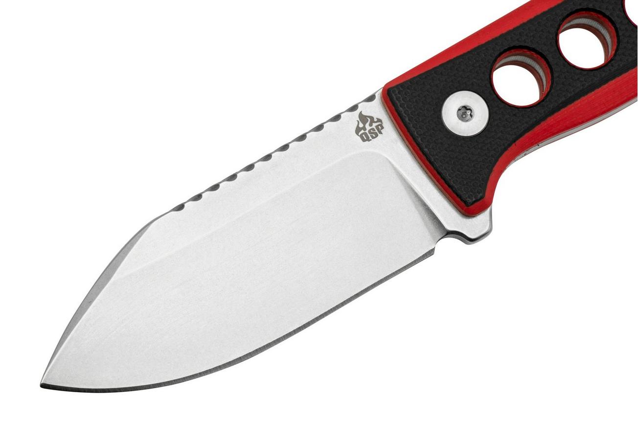 QSP Knife Canary QS141-B1 Stonewashed, Black Red G10, nekmes