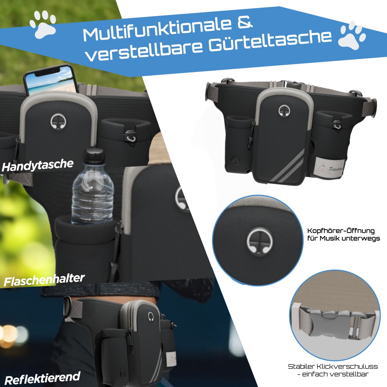 Petsation Joggingleine mit Bauchgurt & Rückdämpfer