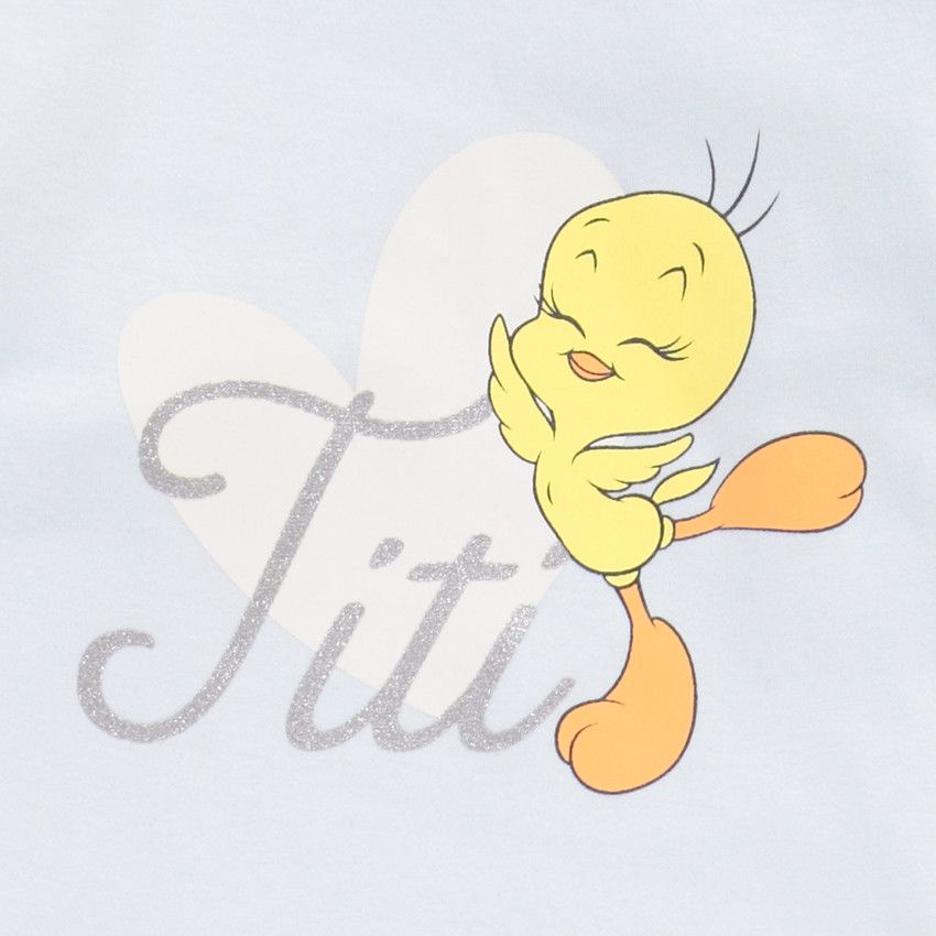 Pyjama 2 pièces manches longues print Titi pour fille - Bleu