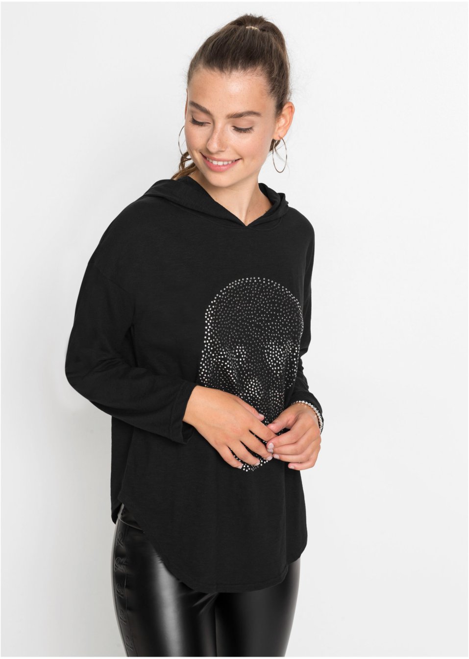 T-shirt long oversize à capuche