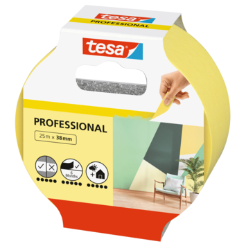 Tesa afplaktape professional indoor geel 38 mm x 25 m
