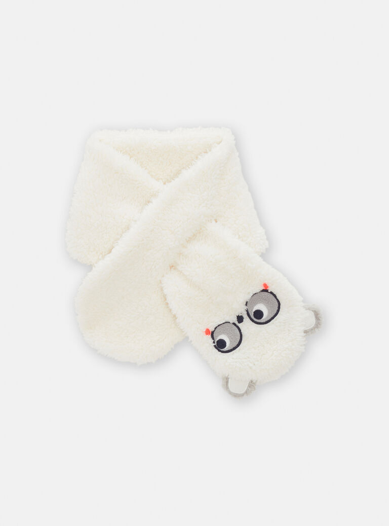 Echarpe écru motif panda pour bébé garçon