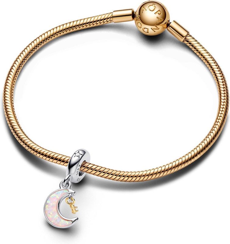 Pandora - Charm Dangle Two Tone Key & Moon - Bedel