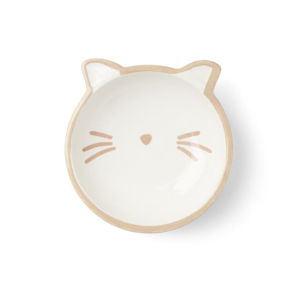 Gamelle en céramique blanc design oreilles de chat - Ø13,5xH.4,5cm