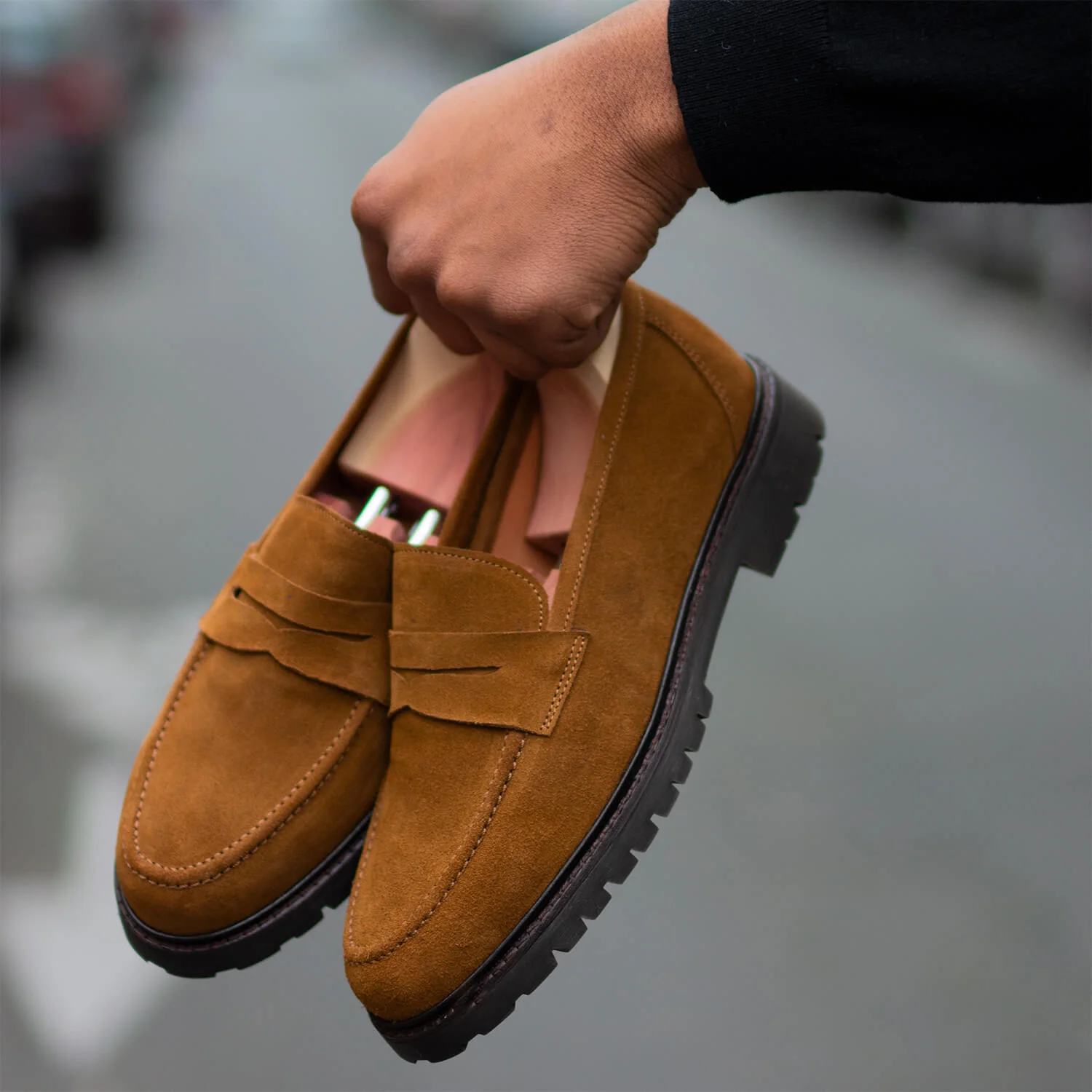 Mika-Mocassin en veau velours cognac