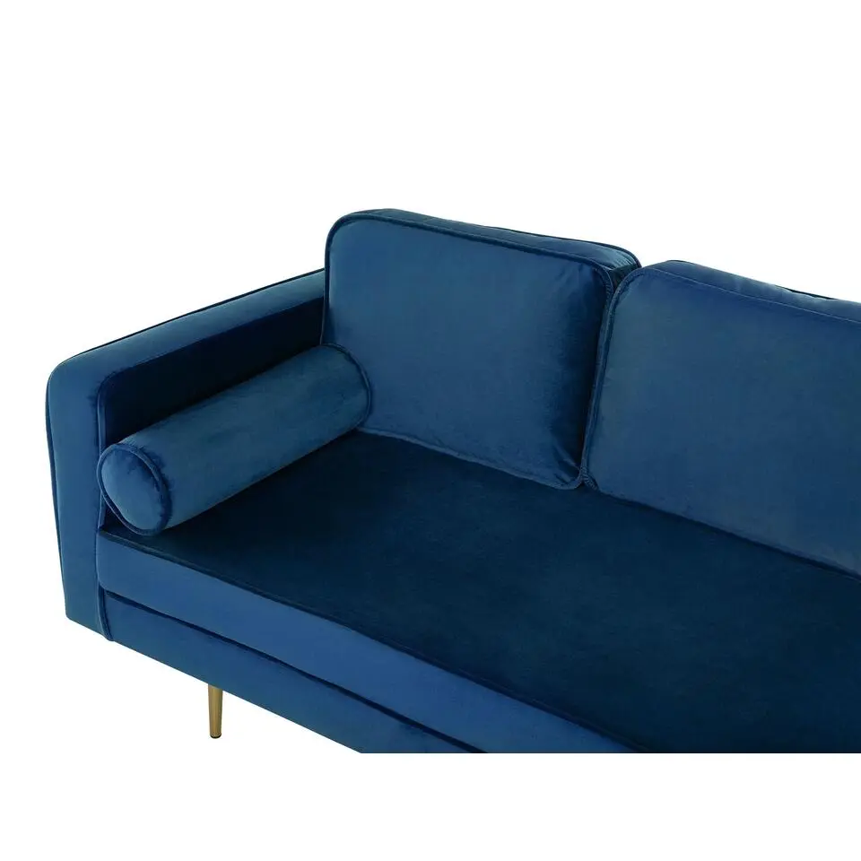 MIRAMAS - Chaise longue - Blauw - Linkerzijde - Fluweel
