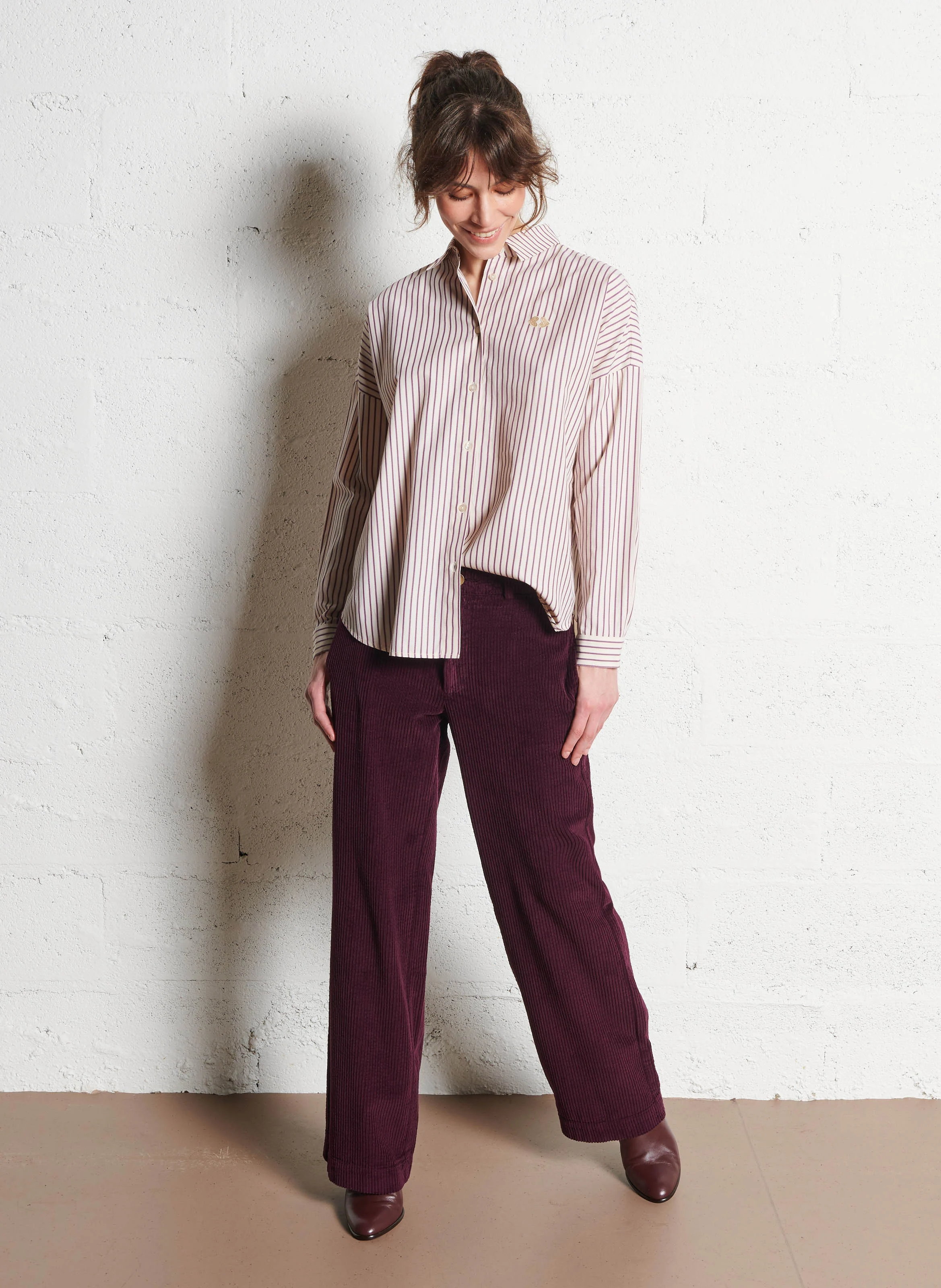 Chemise droite rayée | Violet