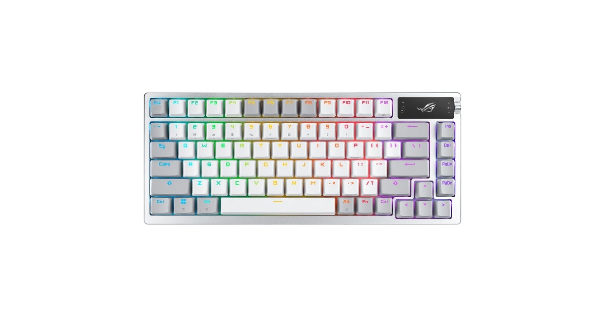 ASUSROG Azoth, gaming toetsenbord  (Wit, US lay-out, ROG NX Snow, RGB leds, TKL, Hot-swappable, Bluetooth / 2.4GHz / USB 2.0)