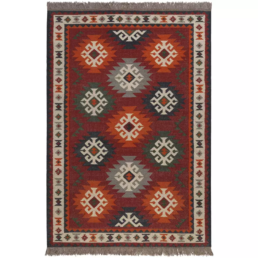 Green Looop Handweb-Teppich Blancard rot