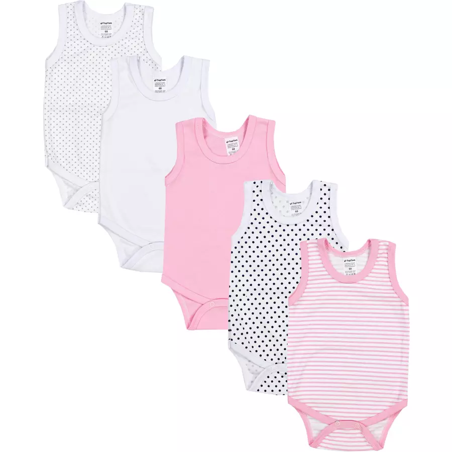 TupTam Baby Mädchen Achselbody 5er Pack rosaweiß