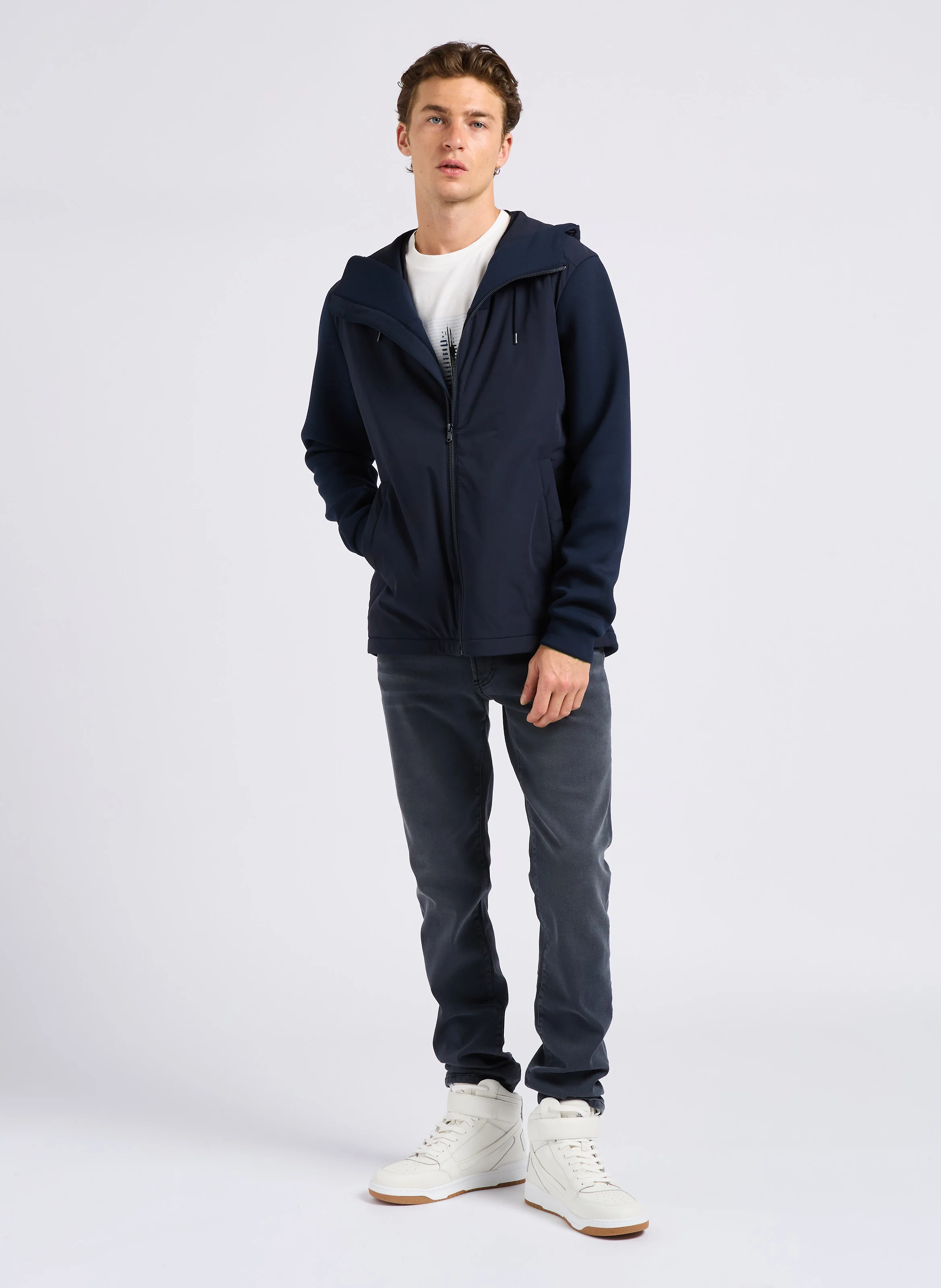 Jean slim en coton mélangé | Gris