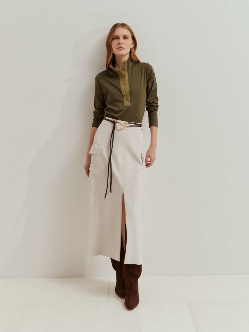 Camisola de gola alta em algodão