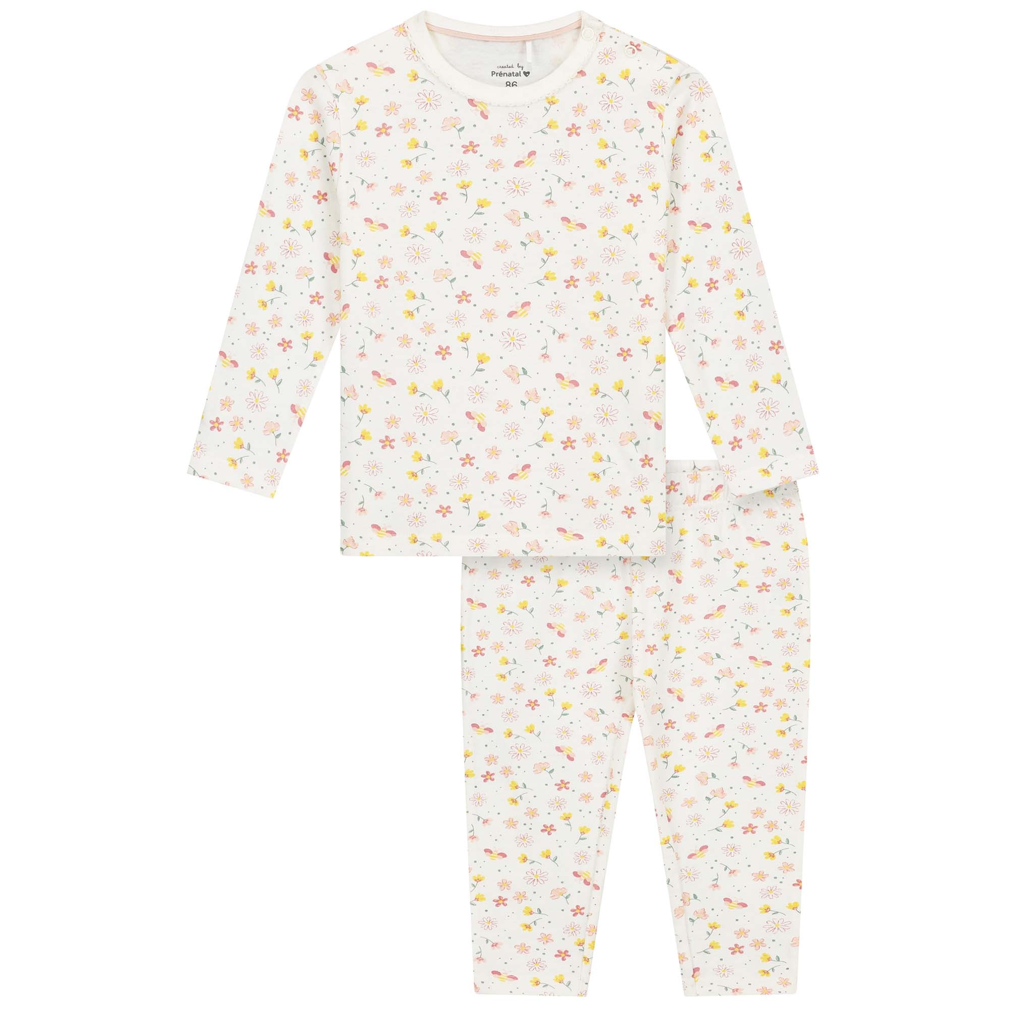 Prénatal peuter pyjama Bloem wit