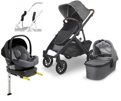 UPPAbaby VISTA V2 Duovogn inkl. Beemoo Route Babybilstol & Base, Greyson Black/Mineral Grey