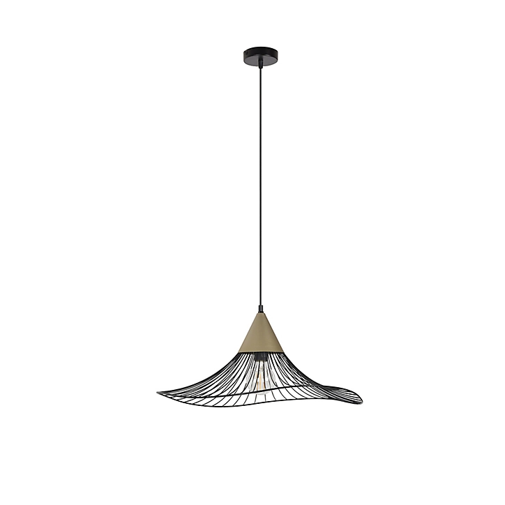 Suspension Lizzie E27 60W IP20 ⌀60xH.125cm noir et laiton Corep