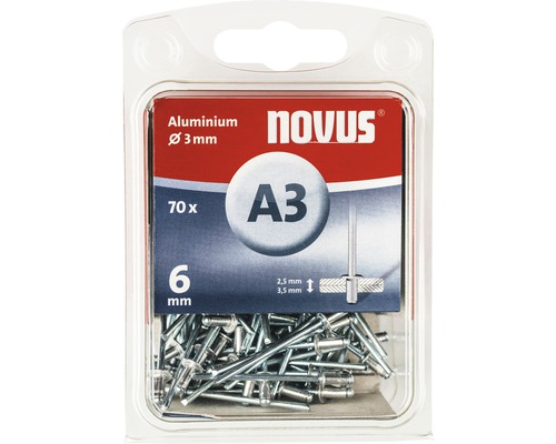 Novus blindklinknagels aluminium Ø 3x6 mm verpakking van 70