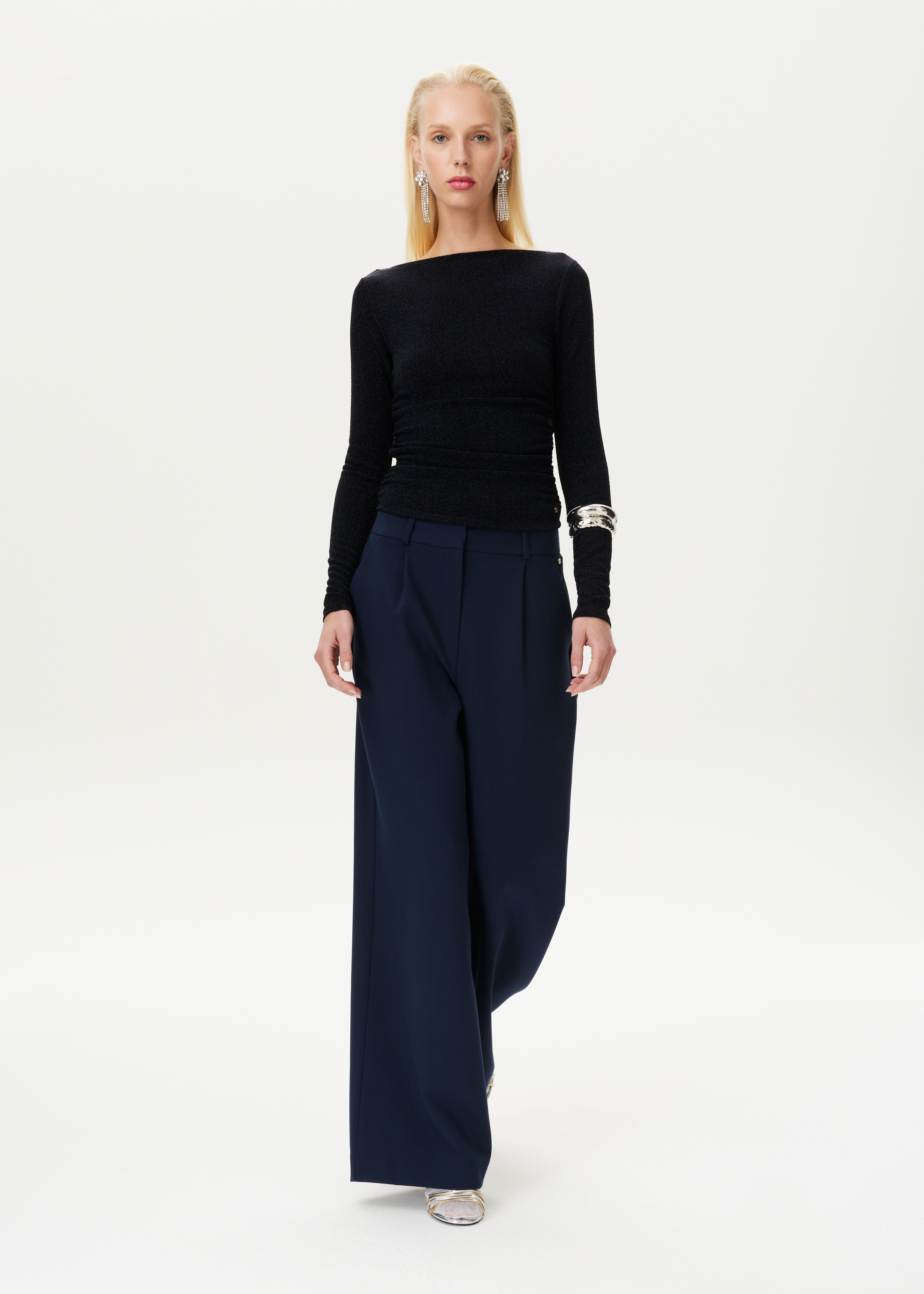 Lurex top met boothals