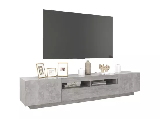 Meuble TV avec lumières LED Gris béton 200x35x40 cm