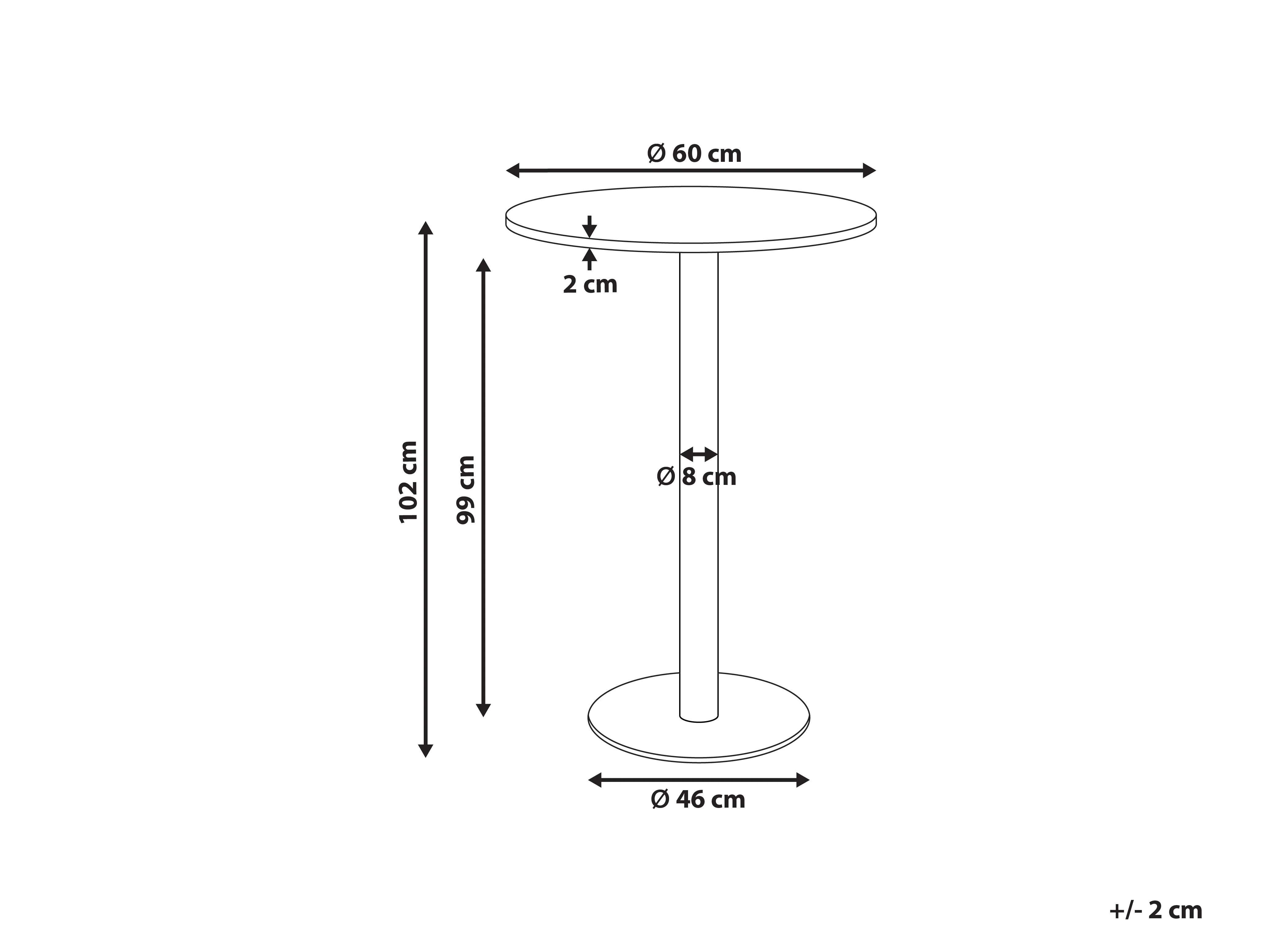 Statafel MORELLA Lichtbruin/wit 60 cm 60 cm