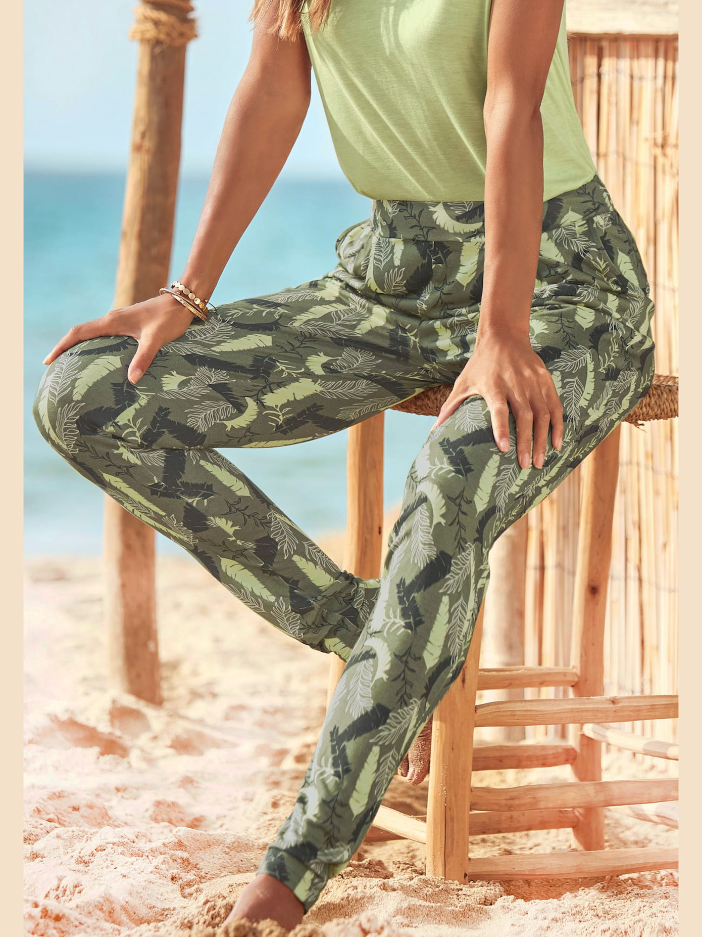 Pantalon en jersey large ceinture élastique