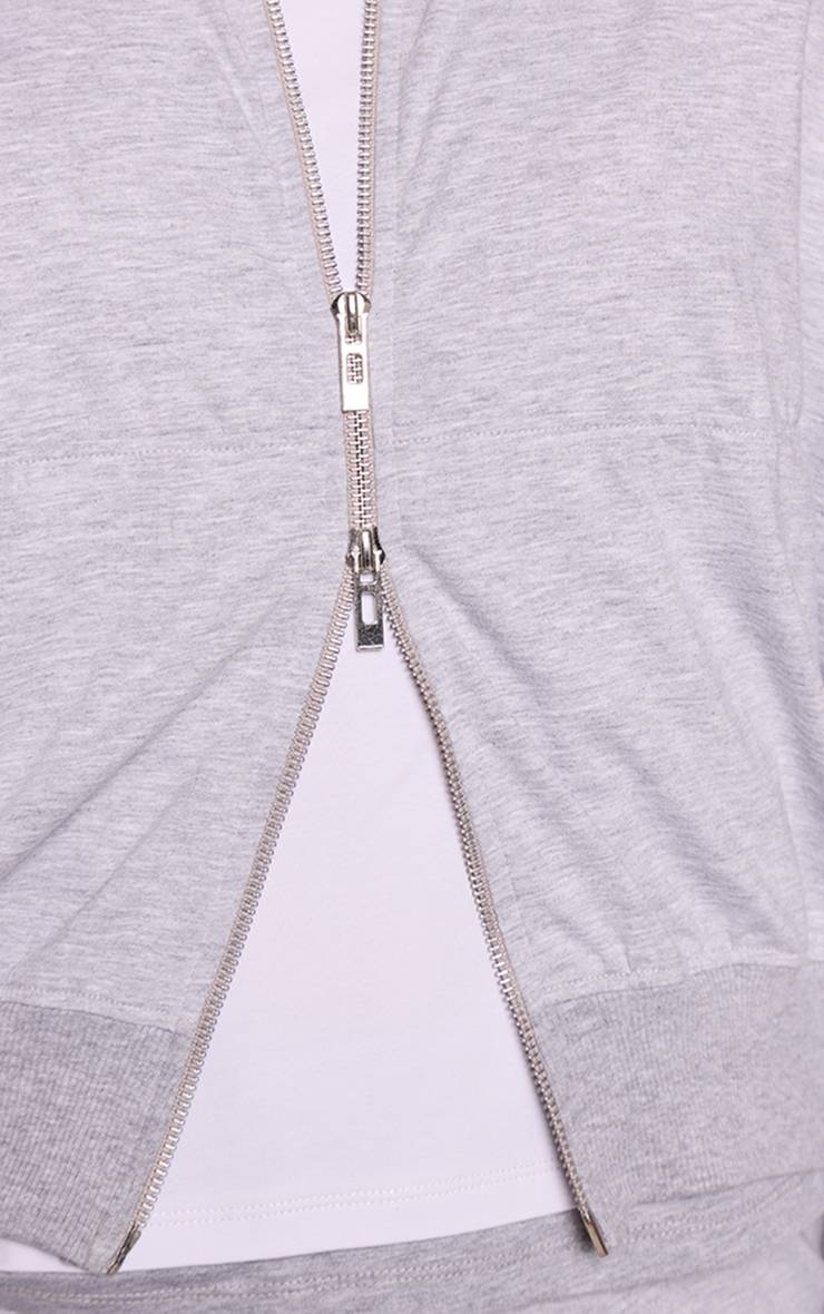 Gris Chiné Ensemble Coordonné Bomber Décontracté Zippé