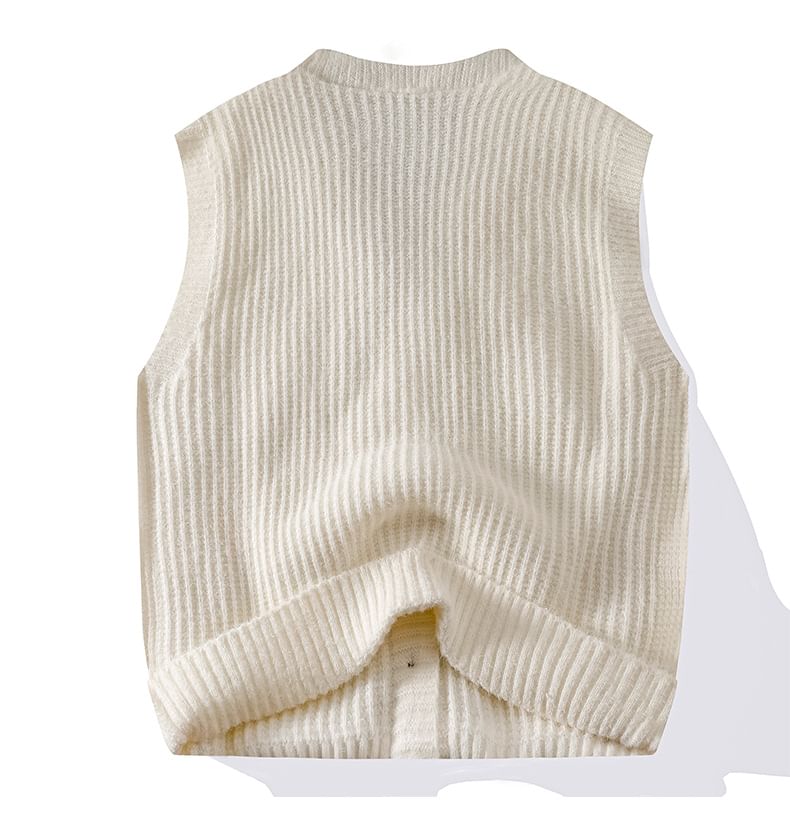 Dandyluxe - V-hals geribbeld vest met knoopjes