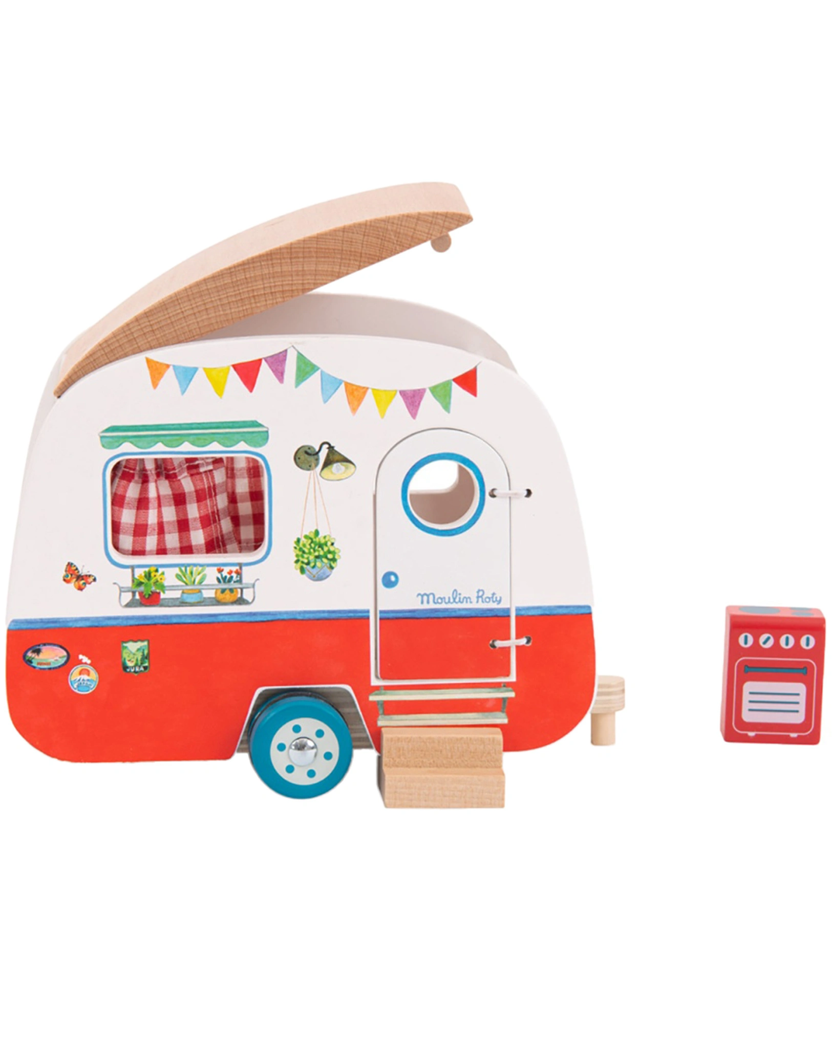 Puppenhaus-Zubehör LA GRANDE FAMILLE - WOHNWAGEN 6-teilig aus Holz