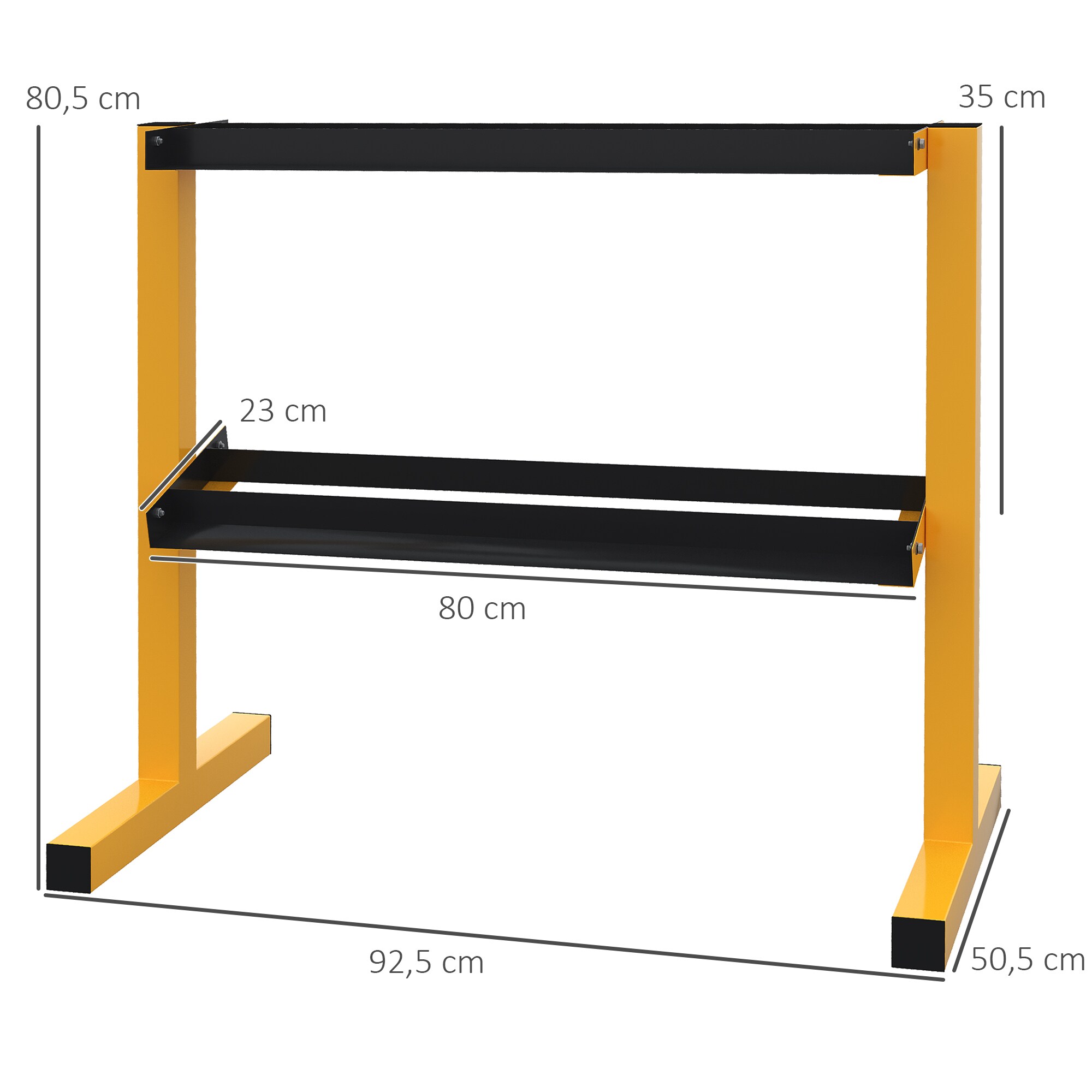 SPORTNOW Hantelständer mit 2 Stufen schwarz, gelb 92,5L x 50,5B x 80,5H cm