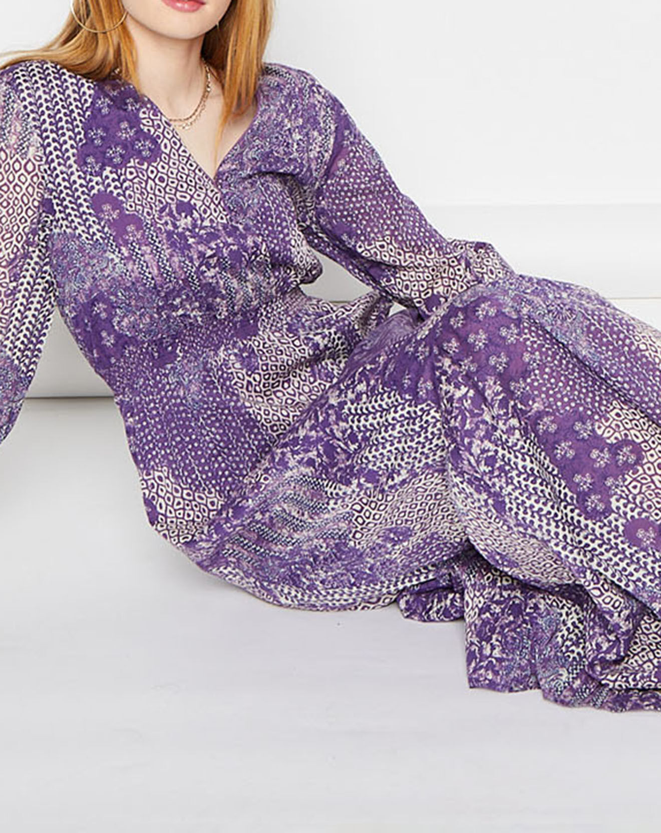 La Petite Etoile Robe longue Mylo patchwork violette
