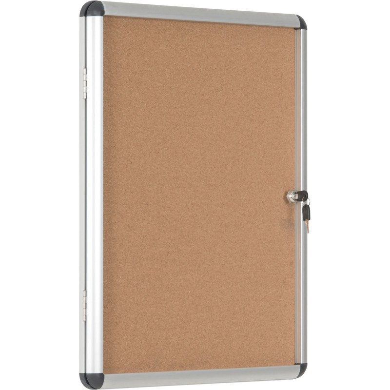 Vitrine intérieure fond liège porte battante cadre aluminium Bi-Office Enclore - 4 feuilles