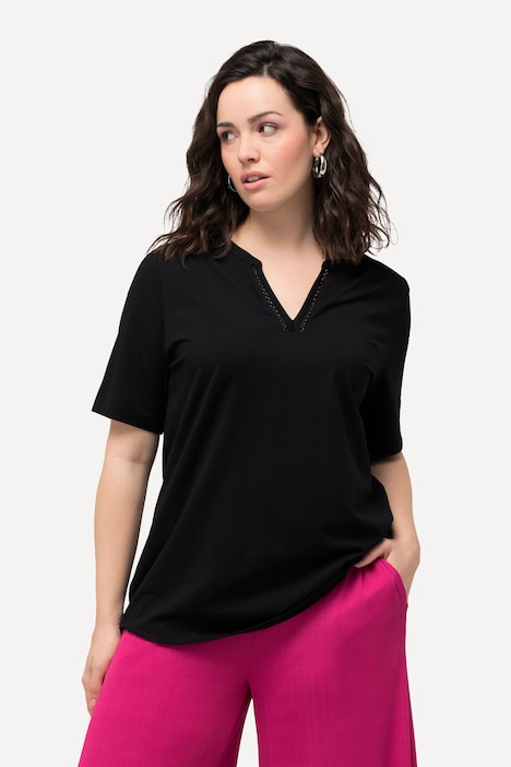 T-Shirt, Zierband, Tunika-Ausschnitt, Halbarm