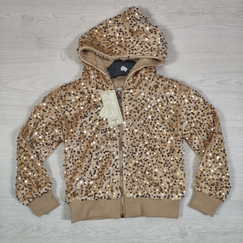Gold hooded glitter vest
