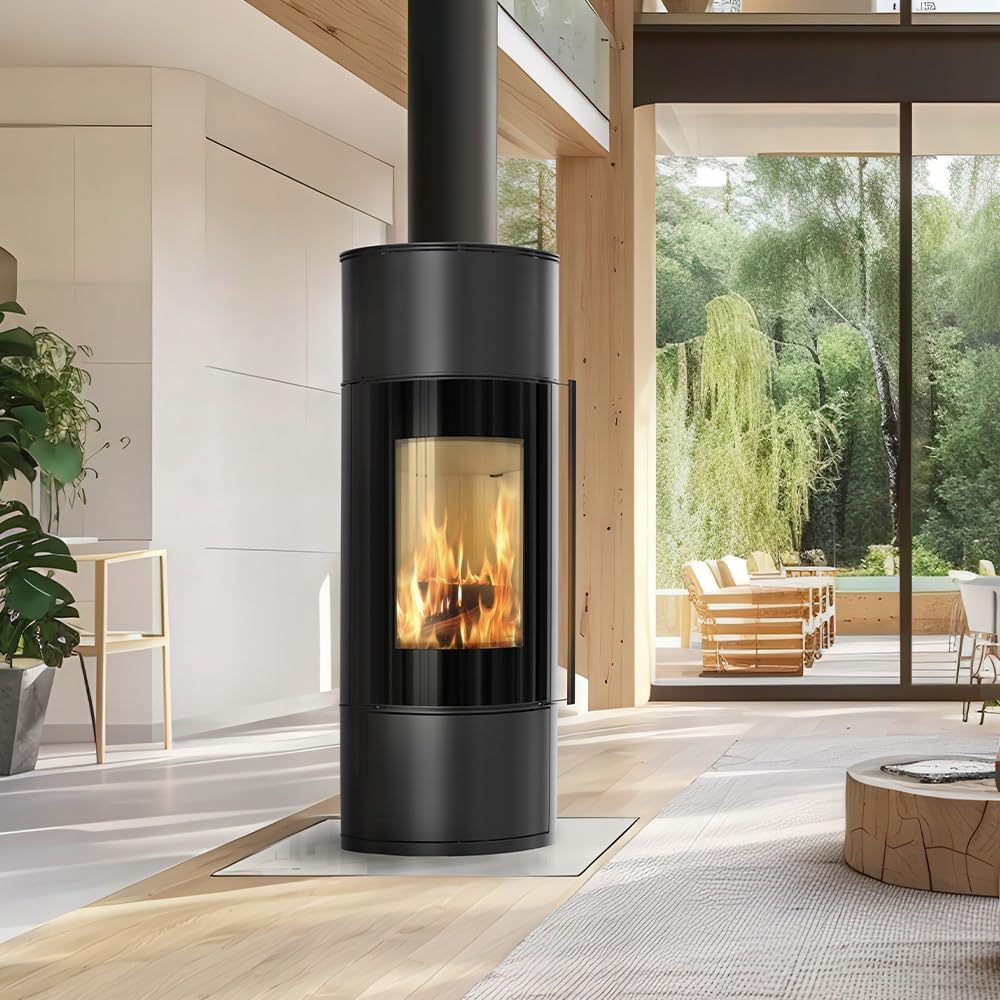 Kaminofen aus Stahl KRATKI Ambler fi 150 7 kW Stahlofen Modern BImSchV Stufe 2 Flamme Verte 7 Energieklasse A+ mit Türfeder