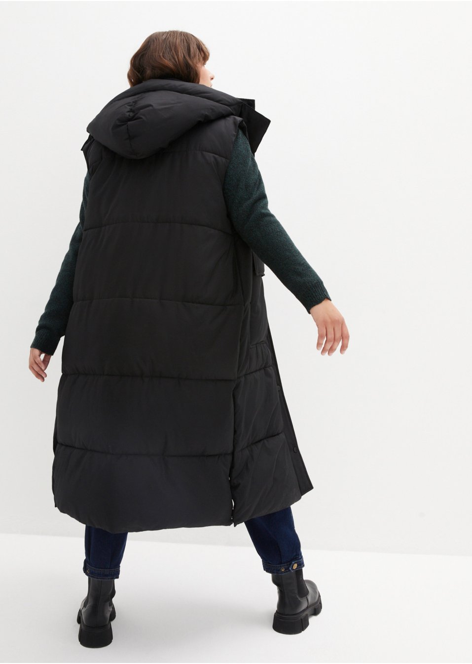 Veste sans manches matelassée en polyester recyclé avec capuche amovible
