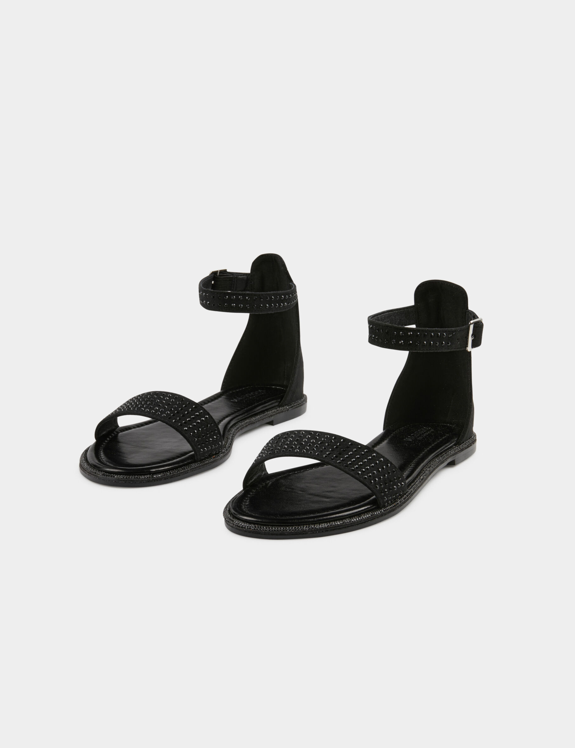 Sandales plates avec détails strass noir femme - noir