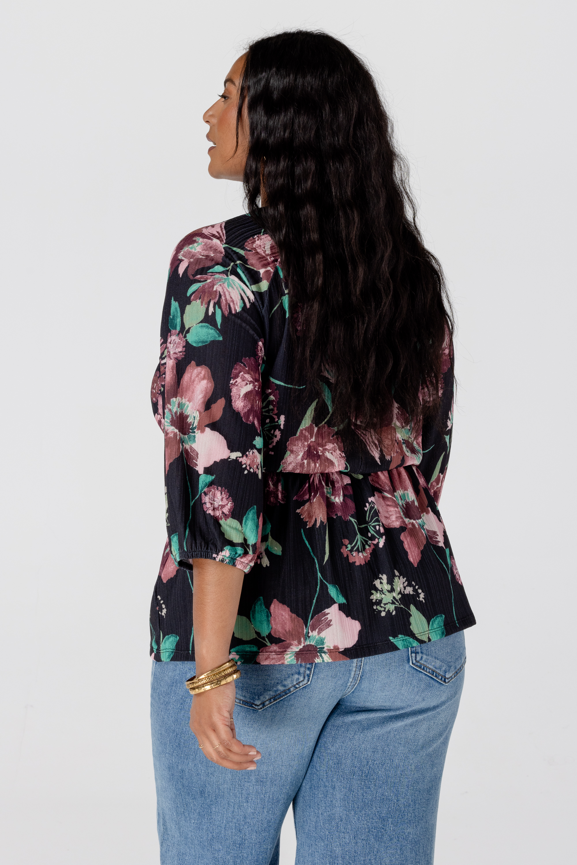 Peplum top met print Multi Grey/ Black