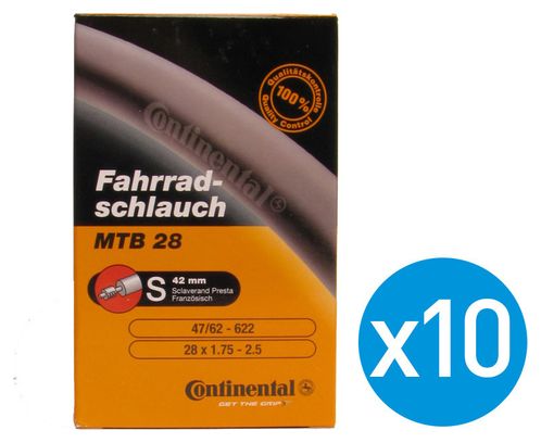 CONTINENTAL Pack de 10 Chambres à air 29'' Valve presta